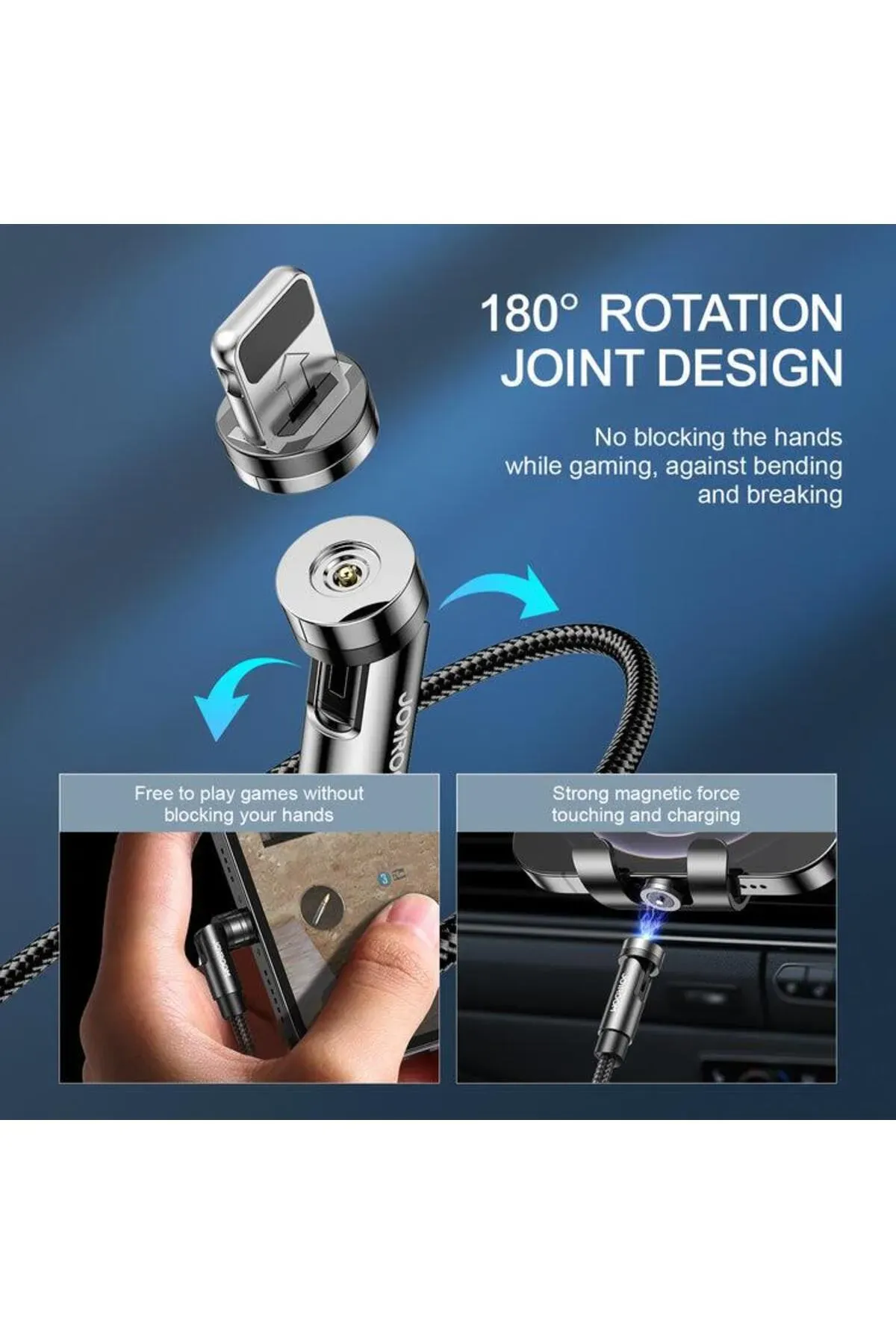 Joyroom Çoklu Manyetik Şarj Kablosu Lightning + Type-C + Micro 1.2 Metre