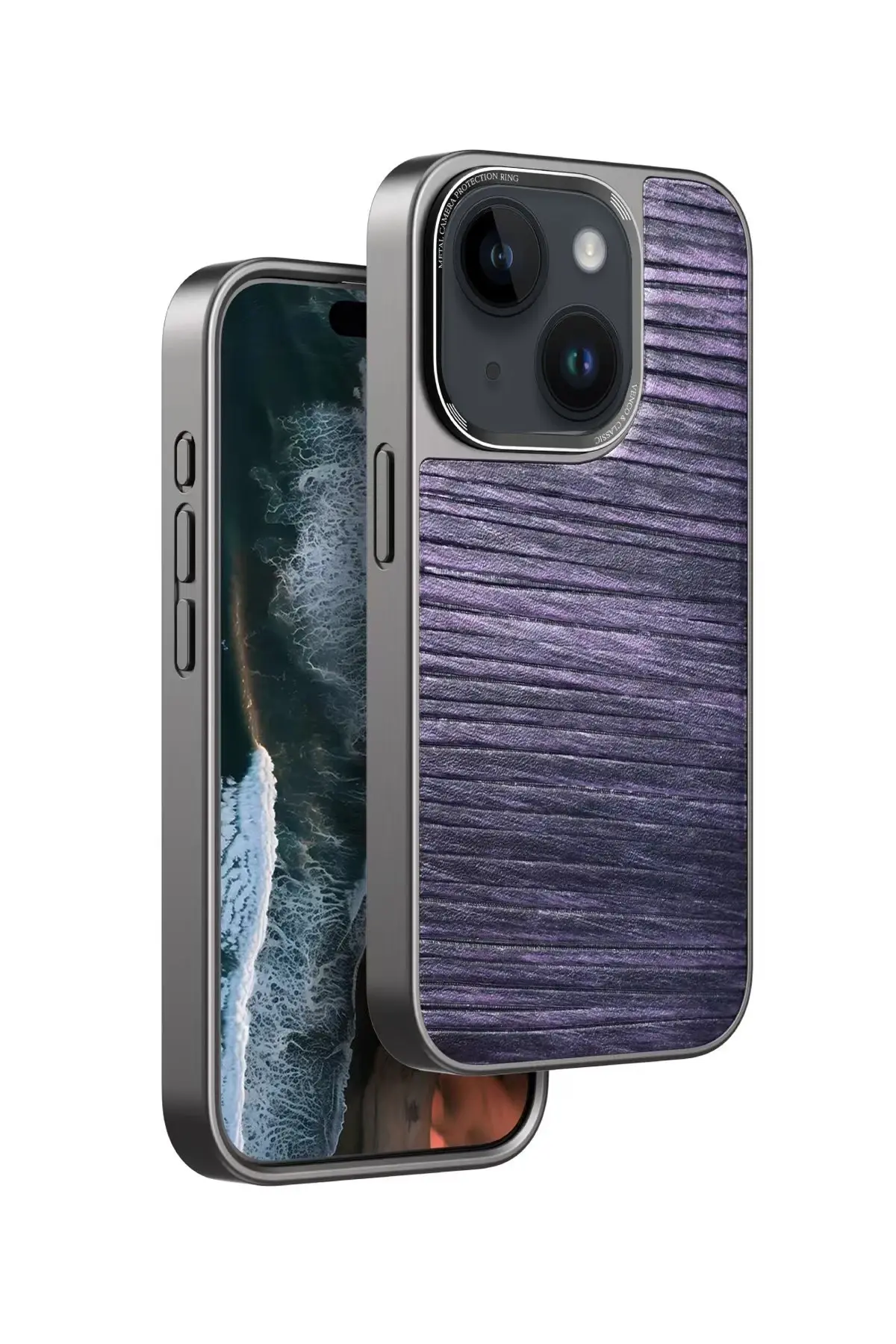 Venco iPhone 15 Wave Kapak - Derin Mor