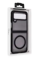 Newface Samsung Galaxy Z Flip 4 Kılıf Blur Fold Magsafe Kapak - Mat Siyah