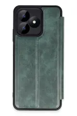Newface Realme Note 50 4G Kılıf Flip Cover - Koyu Yeşil
