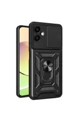 Newface Samsung Galaxy A06 Kılıf Pars Lens Yüzüklü Silikon - Siyah