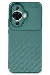 Newface Huawei Nova 12S Kılıf Auto Focus Karbon Kapak - Koyu Yeşil