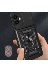 Newface Samsung Galaxy A06 Kılıf Pars Lens Yüzüklü Silikon - Lacivert