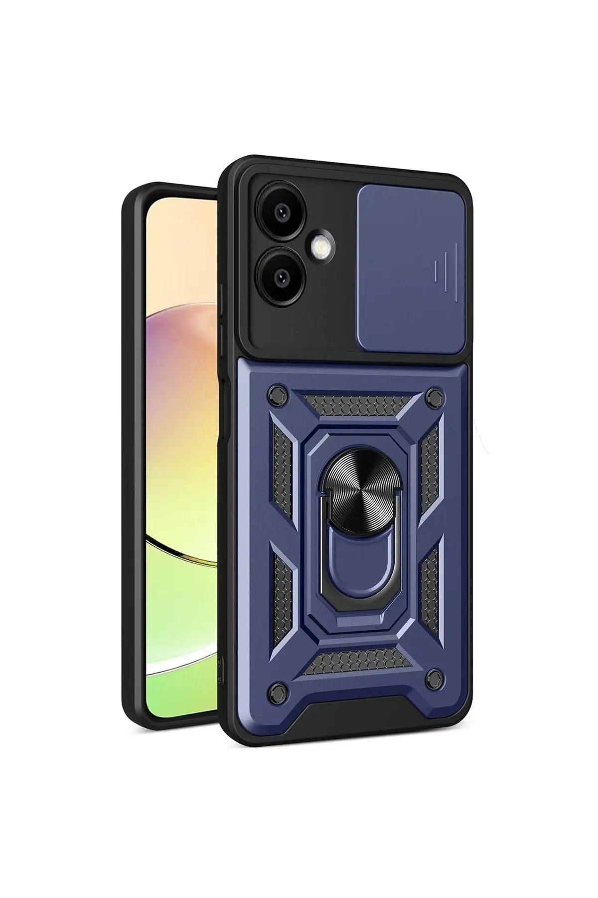 Newface Samsung Galaxy A06 Kılıf Pars Lens Yüzüklü Silikon - Lacivert