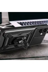 Newface Samsung Galaxy A06 Kılıf Pars Lens Yüzüklü Silikon - Yeşil