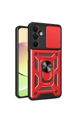 Newface Samsung Galaxy A16 5G Kılıf Pars Lens Yüzüklü Silikon - Kırmızı