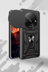 Newface Xiaomi Redmi A3 4G Kılıf Pars Lens Yüzüklü Silikon - Gümüş