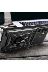 Newface Samsung Galaxy A16 5G Kılıf Pars Lens Yüzüklü Silikon - Yeşil