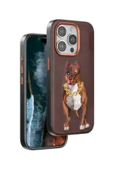 Venco iPhone 15 Pro Perma Desenli Kapak - Kahverengi