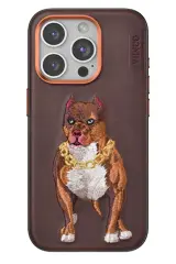 Venco iPhone 15 Pro Perma Desenli Kapak - Kahverengi