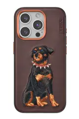 Venco iPhone 15 Pro Perma Desenli Kapak - Koyu Kahve