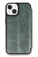 Newface iPhone 14 Kılıf Flip Cover - Koyu Yeşil