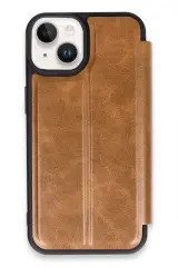 Newface iPhone 14 Kılıf Flip Cover - Taba