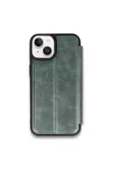 Newface iPhone 15 Kılıf Flip Cover - Koyu Yeşil