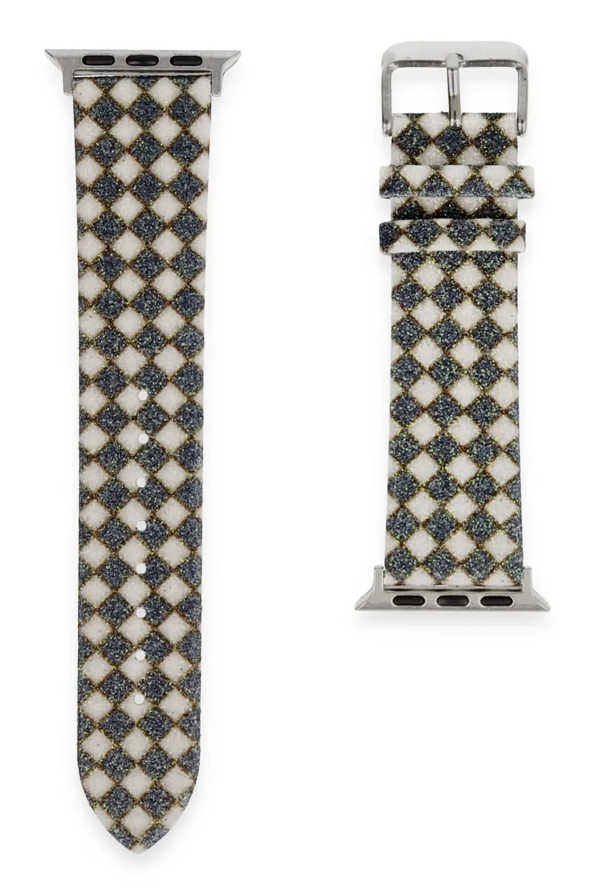 Newface Apple Watch 38mm Karo Motif Kordon - Siyah