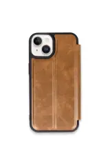 Newface iPhone 15 Kılıf Flip Cover - Taba
