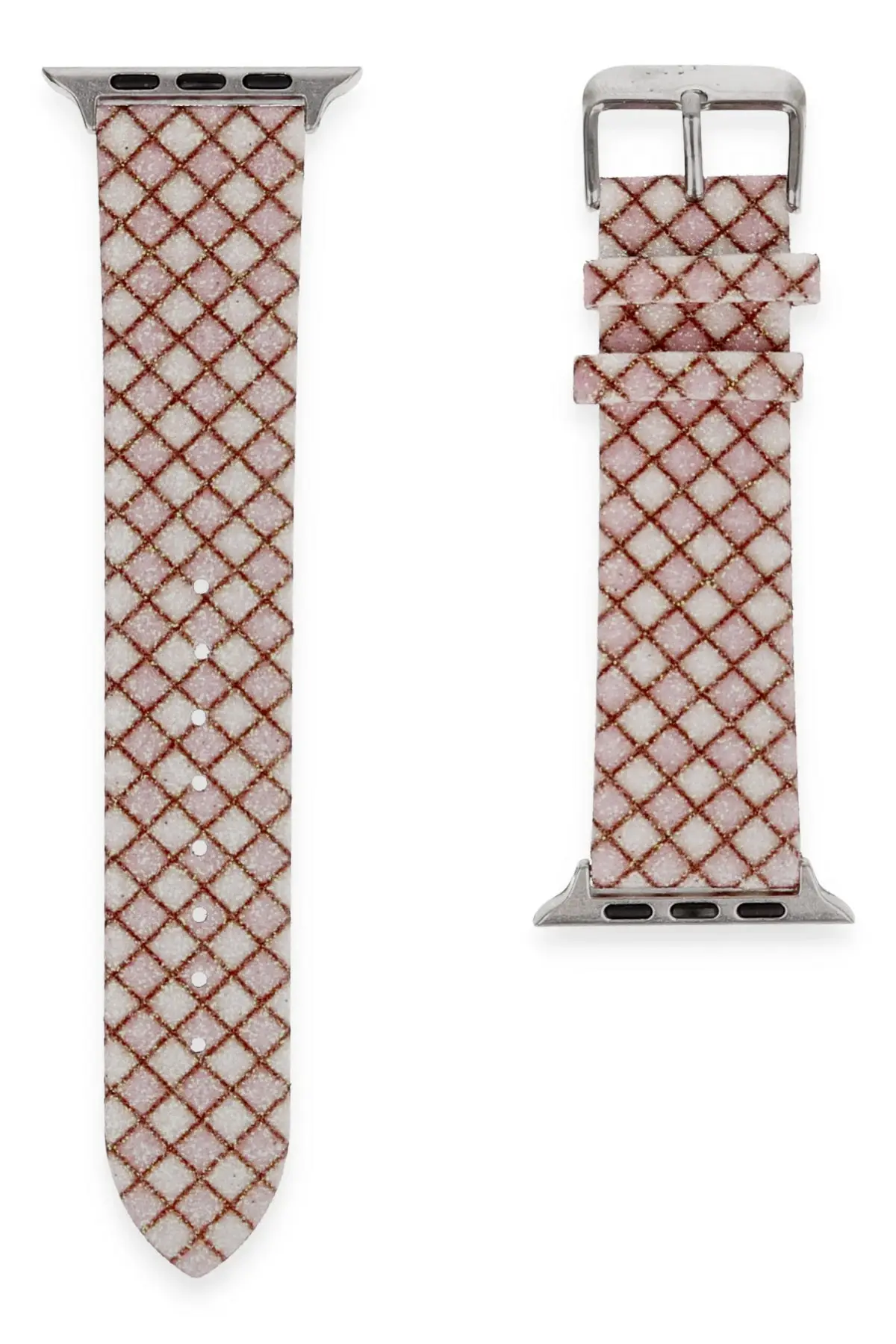 Newface Apple Watch 38mm Karo Motif Kordon - Pembe