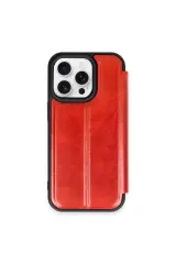 Newface iPhone 15 Pro Max Kılıf Flip Cover - Kırmızı