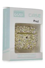 Newface Airpods Pro 2 (2.nesil) Luz Taşlı Kılıf - Gold