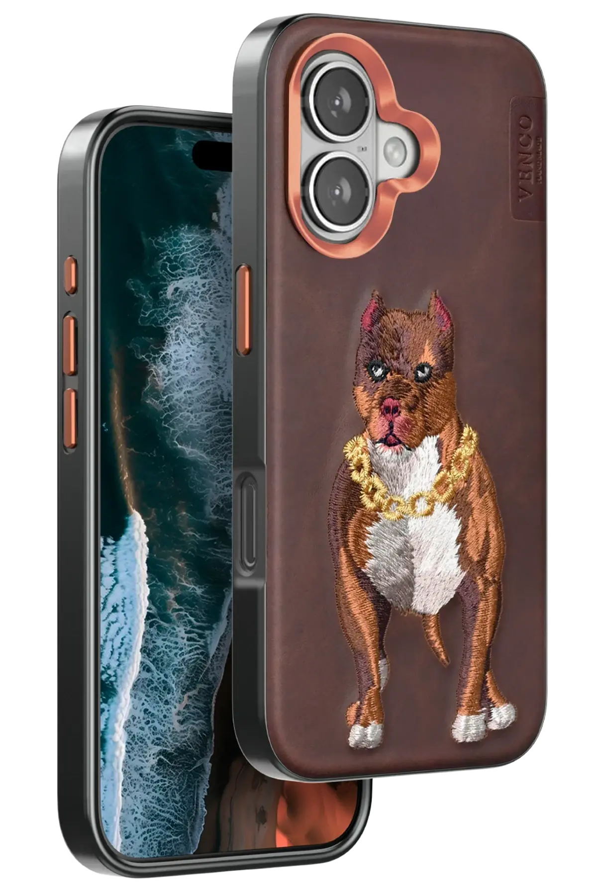 Venco iPhone 16 Perma Desenli Kapak - Kahverengi