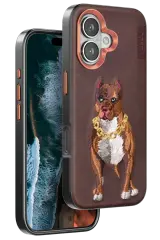 Venco iPhone 16 Perma Desenli Kapak - Kahverengi