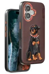 Venco iPhone 16 Perma Desenli Kapak - Koyu Kahve