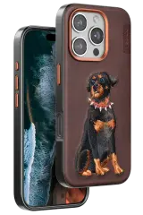 Venco iPhone 16 Pro Perma Desenli Kapak - Koyu Kahve