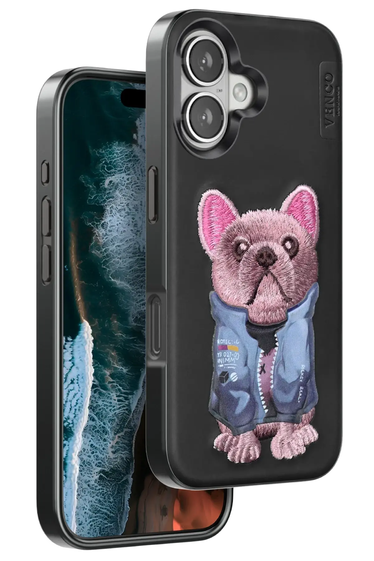 Venco iPhone 16 Cute Desenli Kapak - Siyah