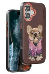 Venco iPhone 16 Cute Desenli Kapak - Koyu Kahve