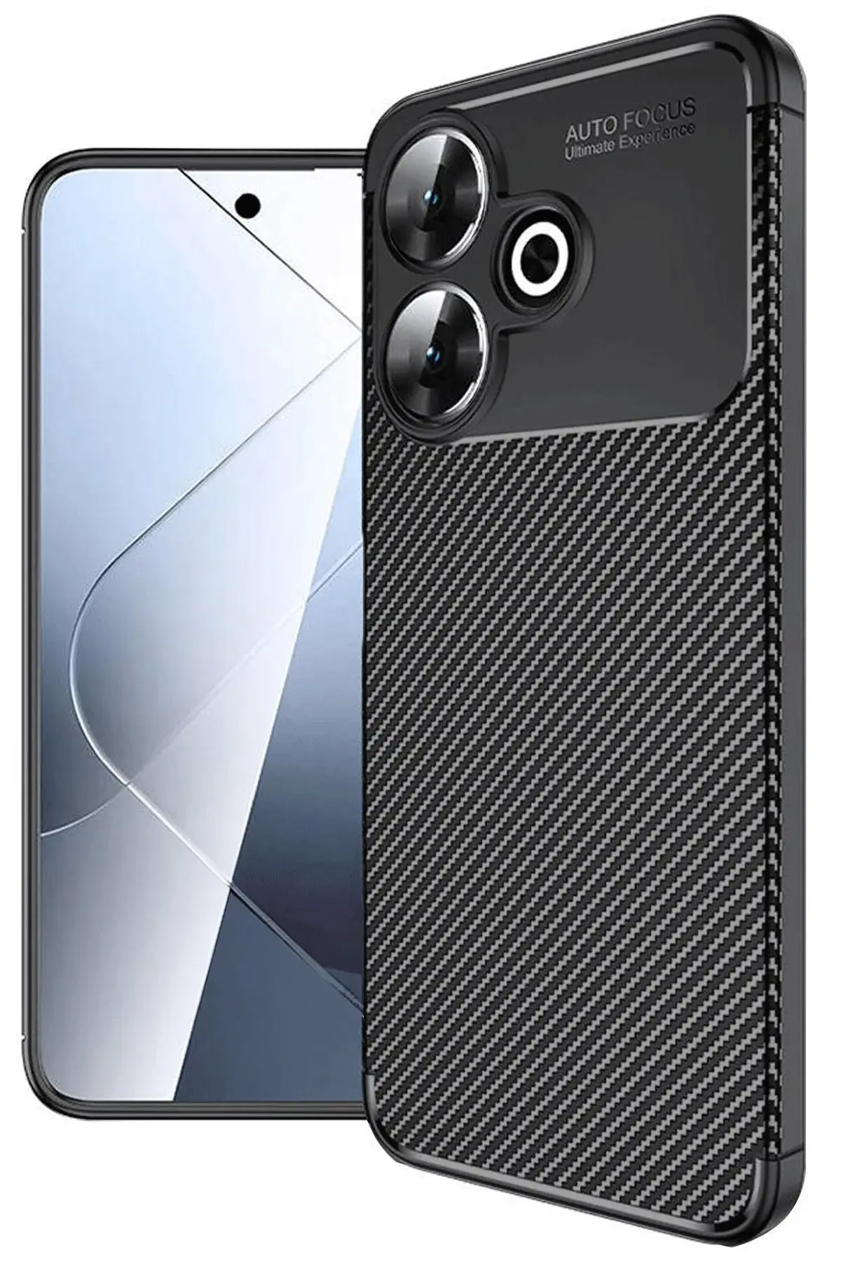 Newface Xiaomi Redmi 13 4G Kılıf Auto Focus Karbon Kapak - Siyah