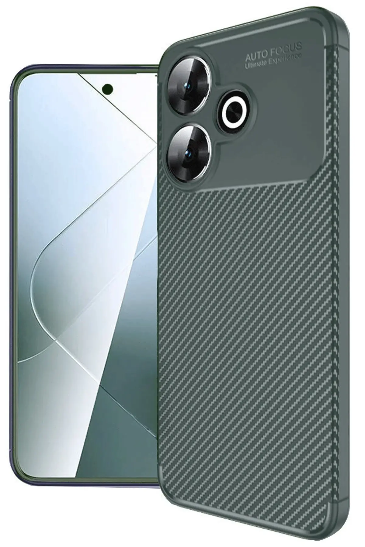 Newface Xiaomi Redmi 13 4G Kılıf Auto Focus Karbon Kapak - Koyu Yeşil