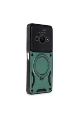 Newface Xiaomi Poco C61 Kılıf Joy Lens Standlı Kapak - Koyu Yeşil