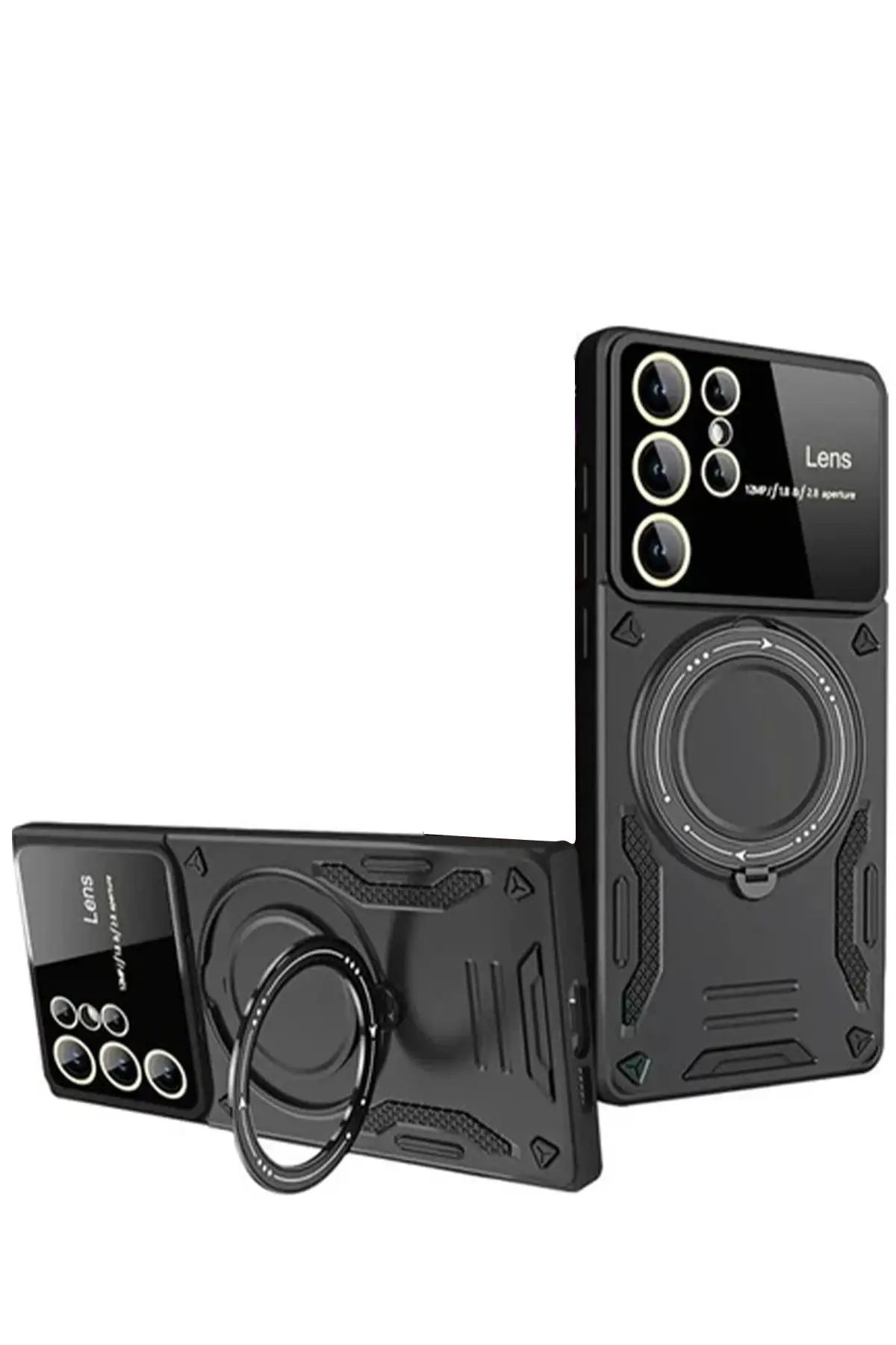 Newface Samsung Galaxy S24 Ultra Kılıf Joy Lens Standlı Kapak - Siyah