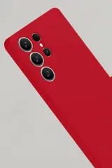 Newface Samsung Galaxy S25 Ultra Kılıf Nano içi Kadife Silikon - Kırmızı