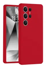 Newface Samsung Galaxy S25 Ultra Kılıf Nano içi Kadife Silikon - Kırmızı