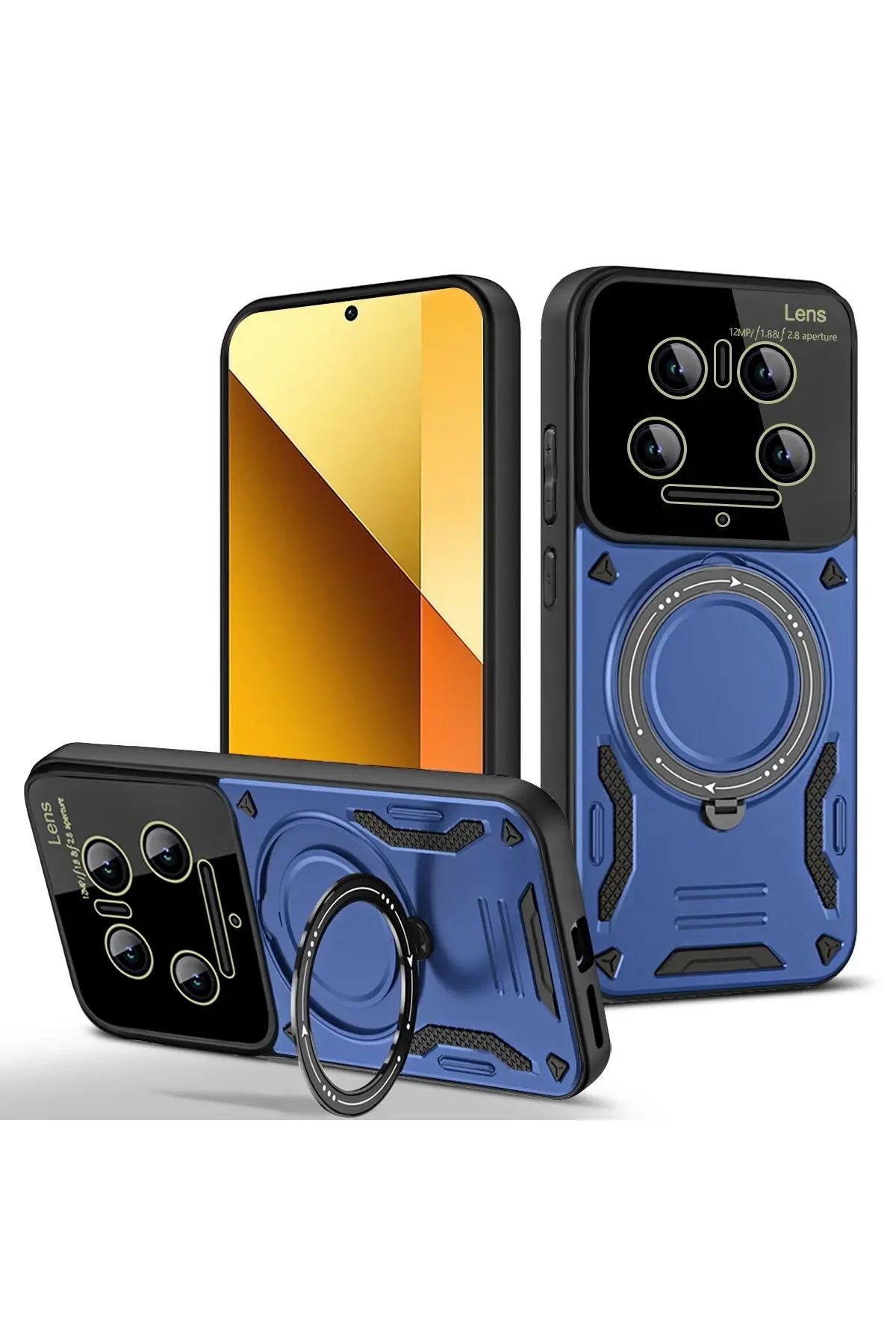 Newface Xiaomi Mi 14 Ultra Kılıf Joy Lens Standlı Kapak - Lacivert