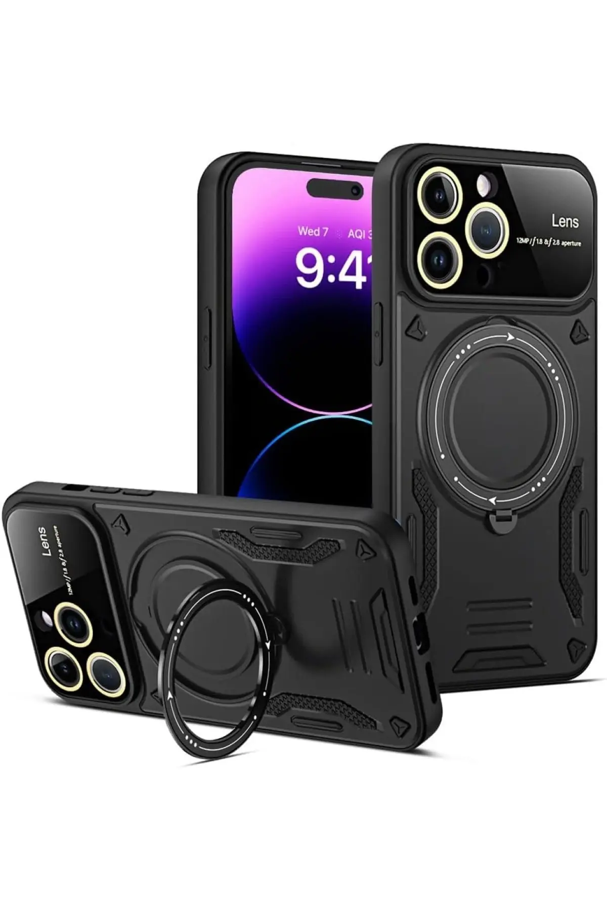 Newface iPhone 16 Pro Max Kılıf Joy Lens Standlı Kapak - Siyah