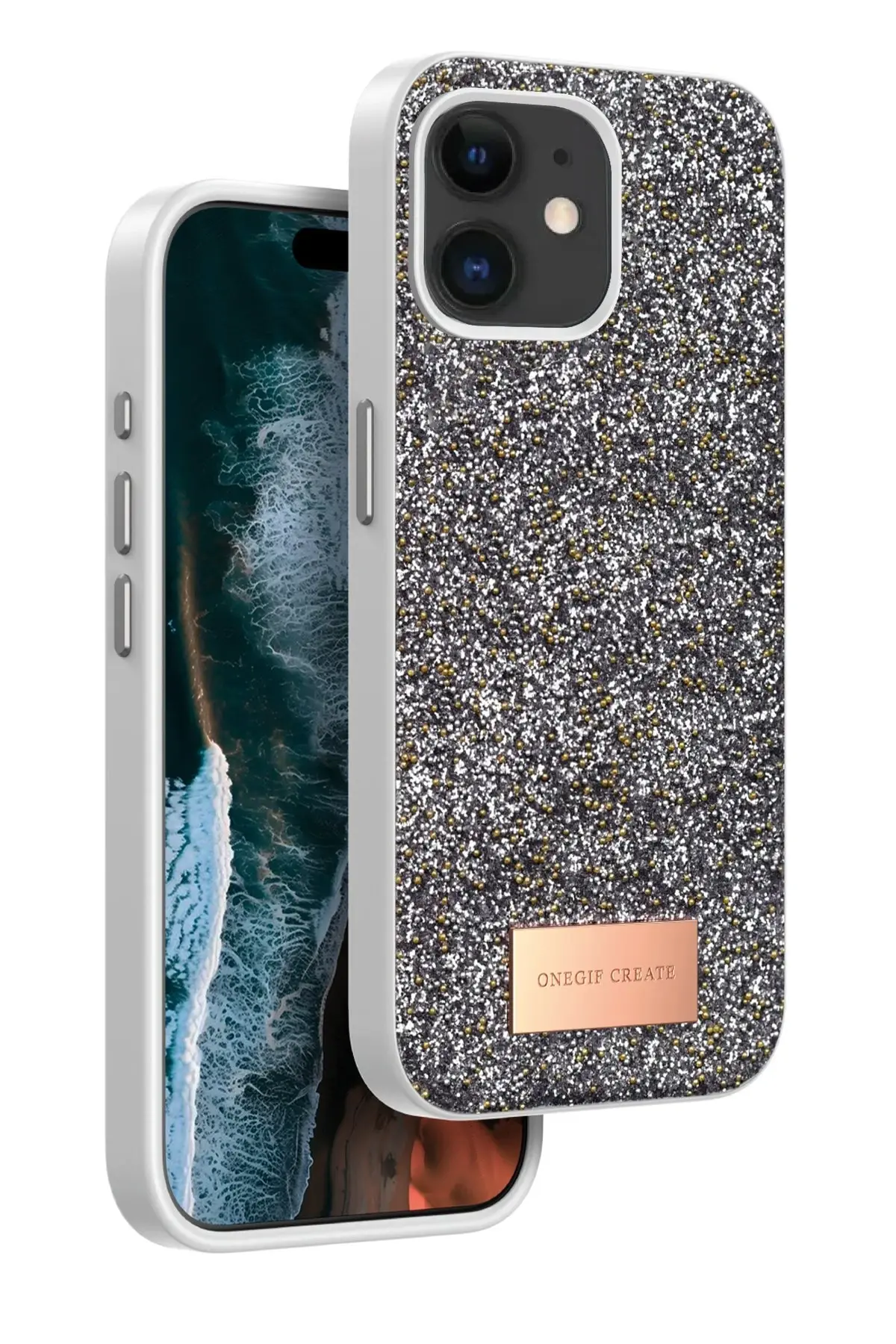 Onegif iPhone 11 Bright Simli Kapak - Gümüş