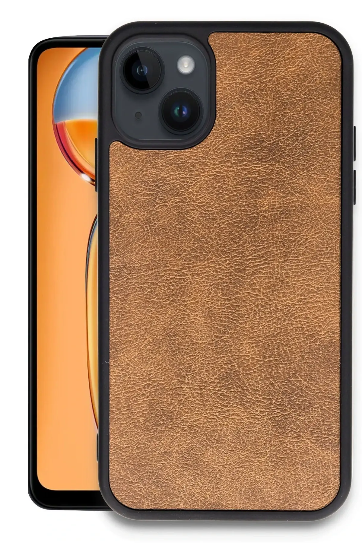 Newface iPhone 14 Kılıf Aras Deri Kapak - Taba