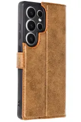 Newface Samsung Galaxy S25 Ultra Kılıf Trend S Plus Kapaklı Kılıf - Taba