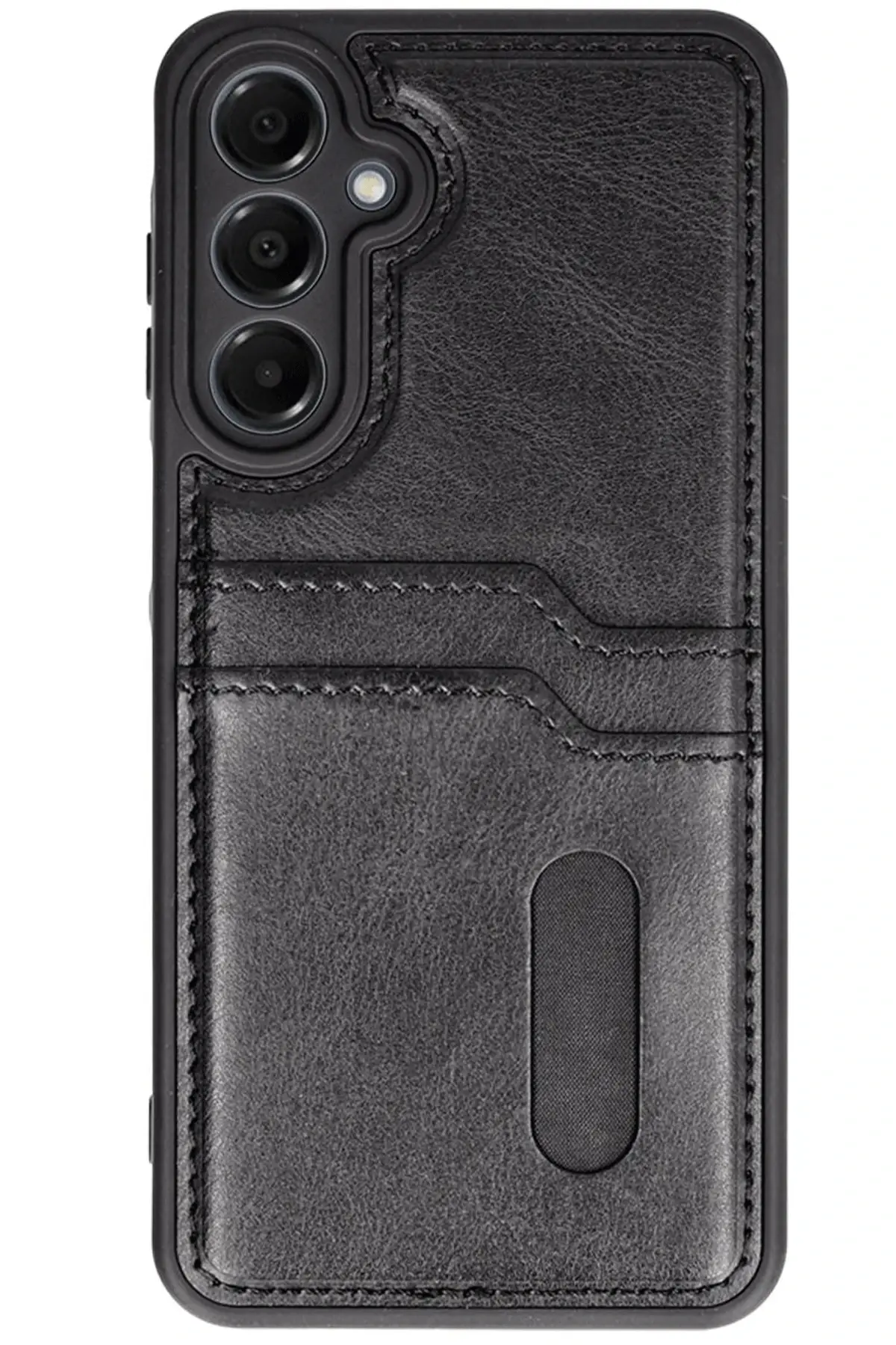 Newface Samsung Galaxy A16 5G Kılıf Sara Kartvizitli Deri Kılıf - Siyah