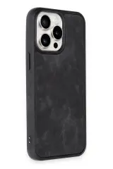 Newface iPhone 14 Pro Max Kılıf Aras Deri Kapak - Siyah