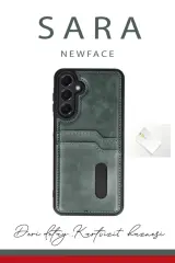 Newface Samsung Galaxy A16 5G Kılıf Sara Kartvizitli Deri Kılıf - Lacivert