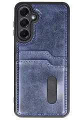 Newface Samsung Galaxy A16 5G Kılıf Sara Kartvizitli Deri Kılıf - Lacivert