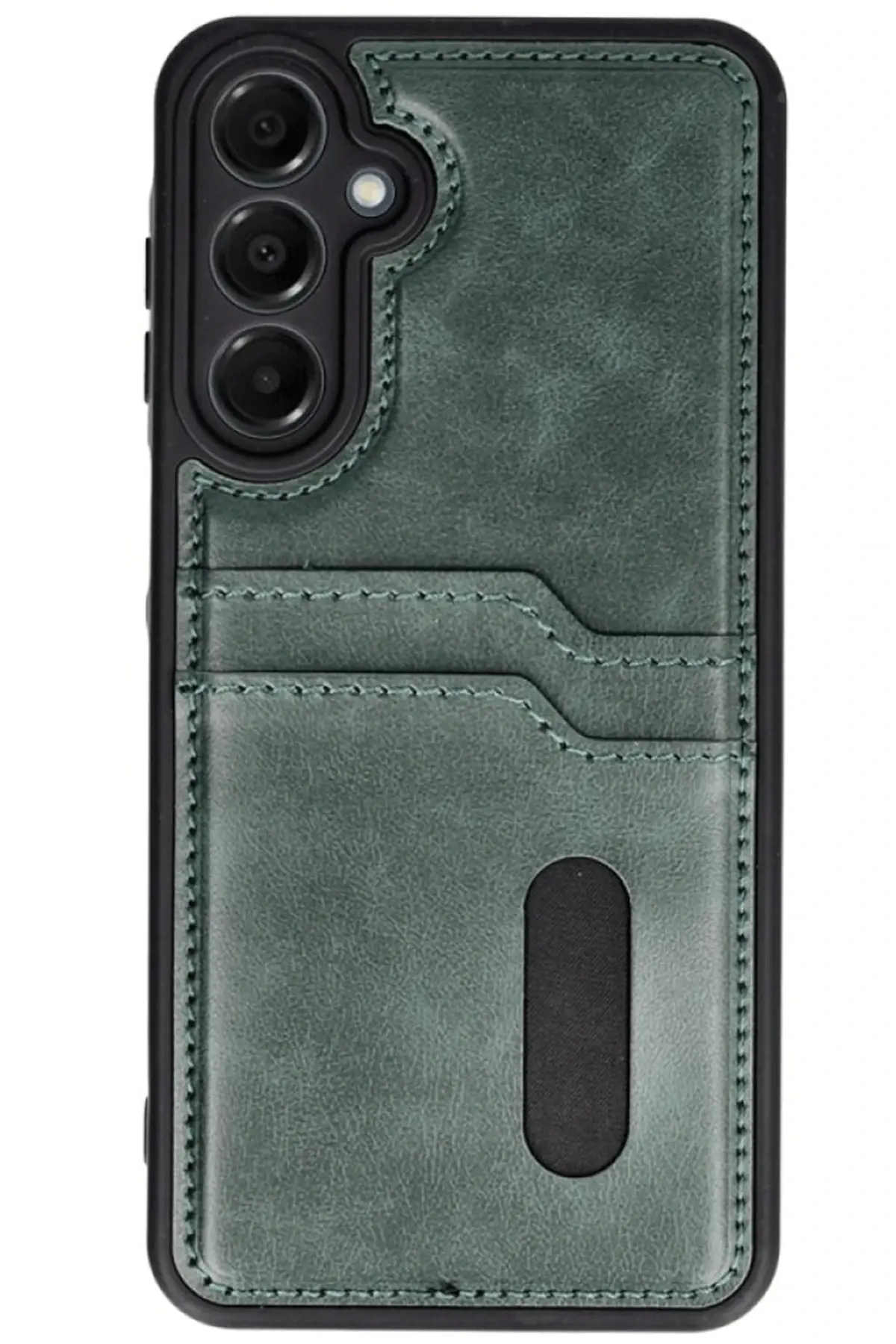 Newface Samsung Galaxy A16 5G Kılıf Sara Kartvizitli Deri Kılıf - Koyu Yeşil