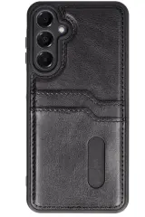 Newface Samsung Galaxy S24 FE Kılıf Sara Kartvizitli Deri Kılıf - Siyah