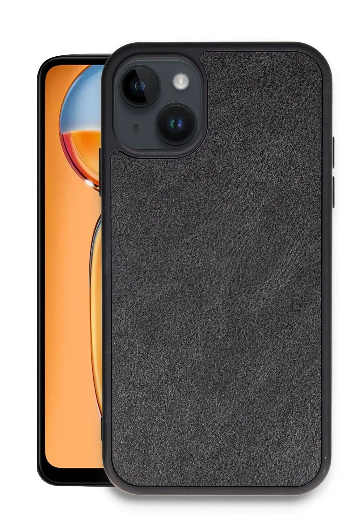 Newface iPhone 15 Kılıf Aras Deri Kapak - Siyah