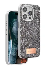 Onegif iPhone 15 Pro Bright Simli Kapak - Gümüş