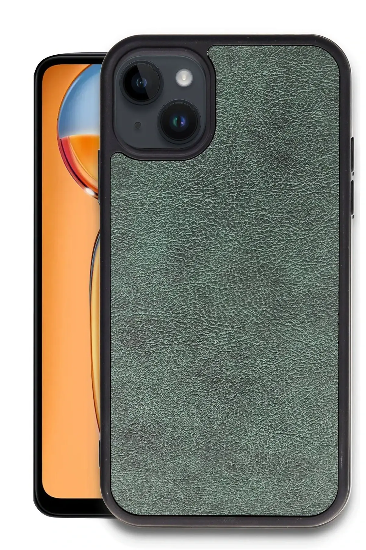 Newface iPhone 15 Kılıf Aras Deri Kapak - Koyu Yeşil