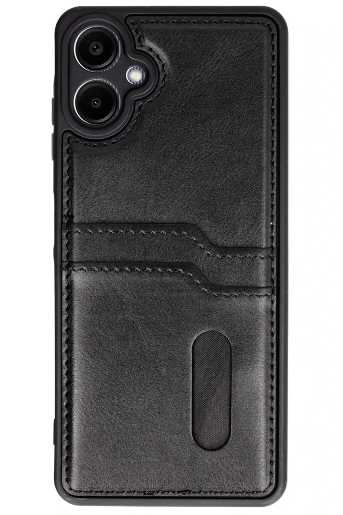 Newface Samsung Galaxy A06 Kılıf Sara Kartvizitli Deri Kılıf - Siyah